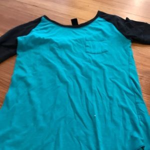 Teal and charcoal t-shirt